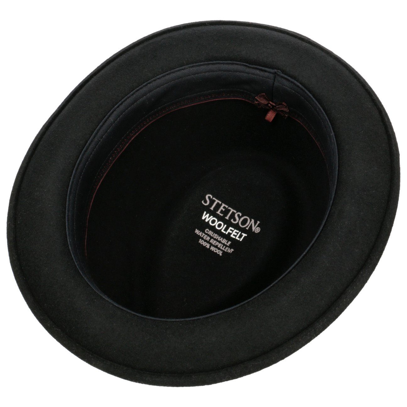 Ripsband Fedora (1-St) Stetson schwarz Wollfilzhut mit