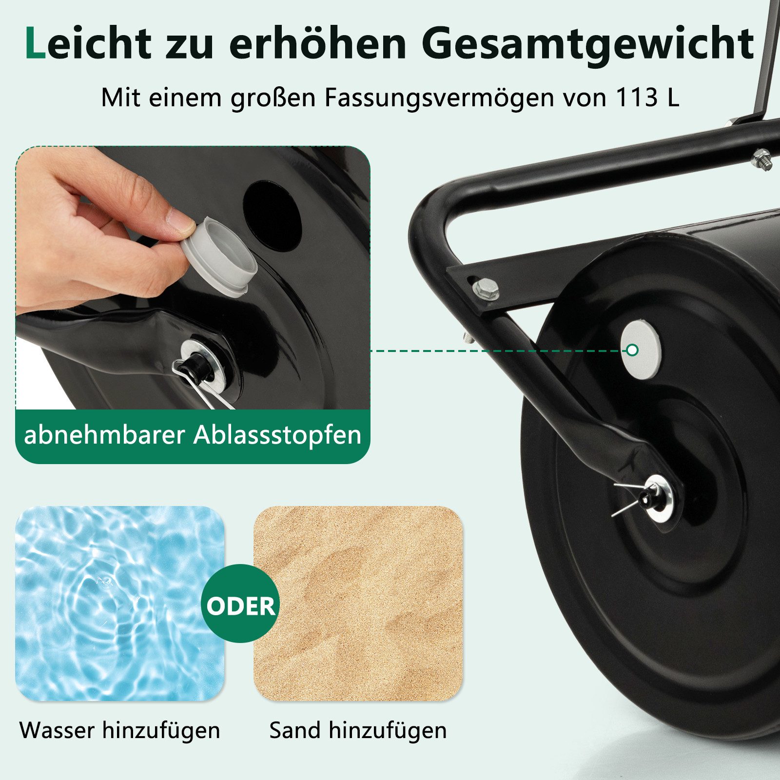 KOMFOTTEU Rasenwalze,90cm Gartenwalze mit Schmutzabweiser