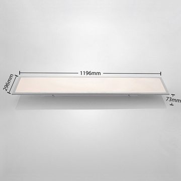 Lindby LED Panel Stenley, LED-Leuchtmittel fest verbaut, universalweiß, Modern, Kunststoff, Aluminium, weiß, silber, 1 flammig, inkl.