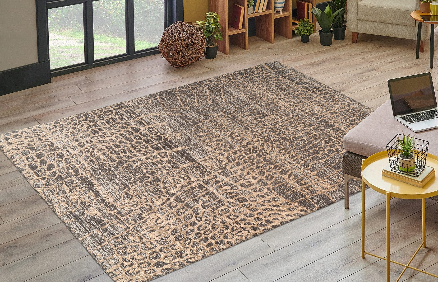 Kayoom Teppich Davis 325, rechteckig, Höhe: 12 mm, edles Design, pflegeleicht, neutrale Farben