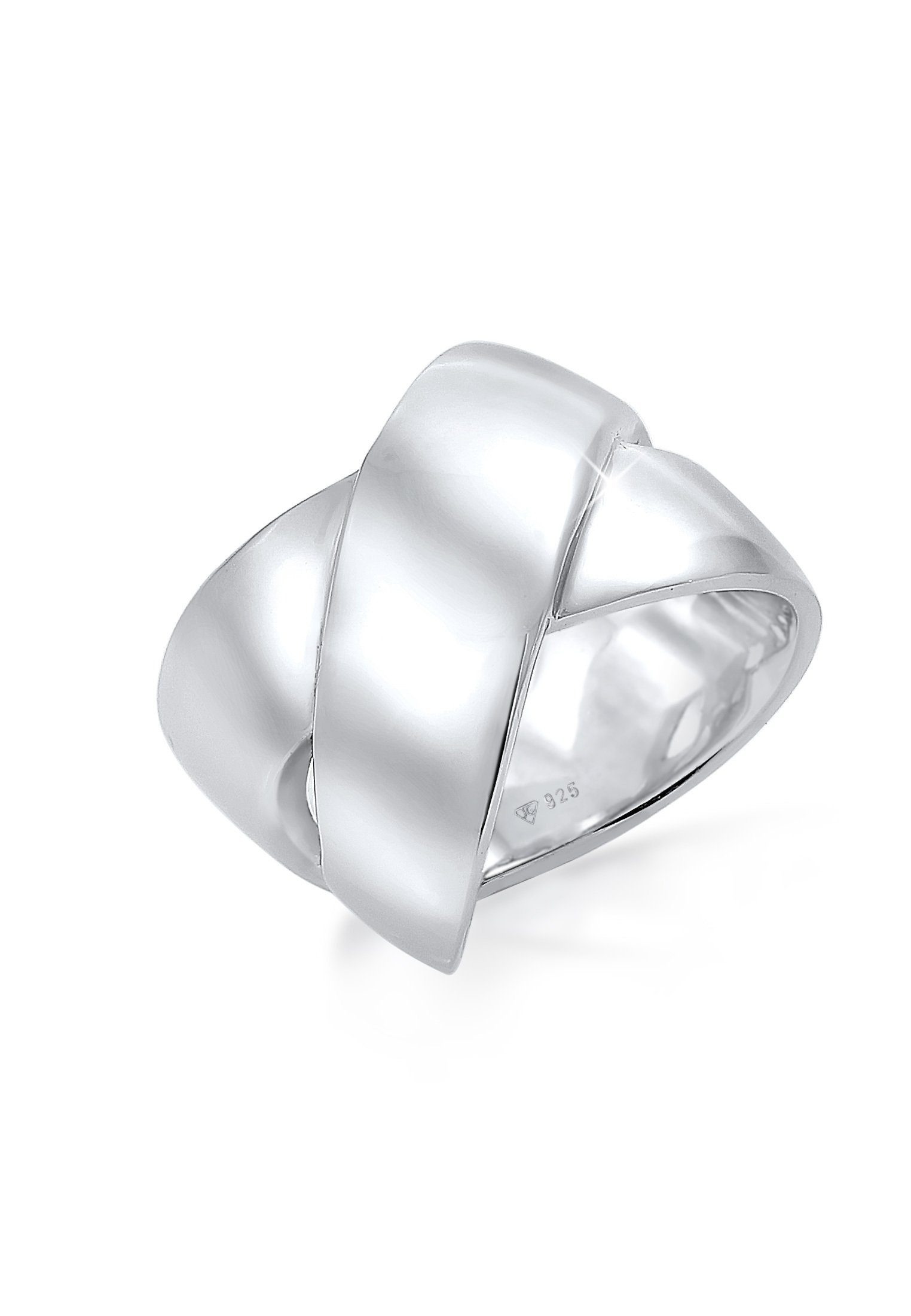 Elli Premium Fingerring Bandring Modern Statement Blogger Kreuz 925 Silber,  Modischer Basic Ring aus 925er Sterling Silber