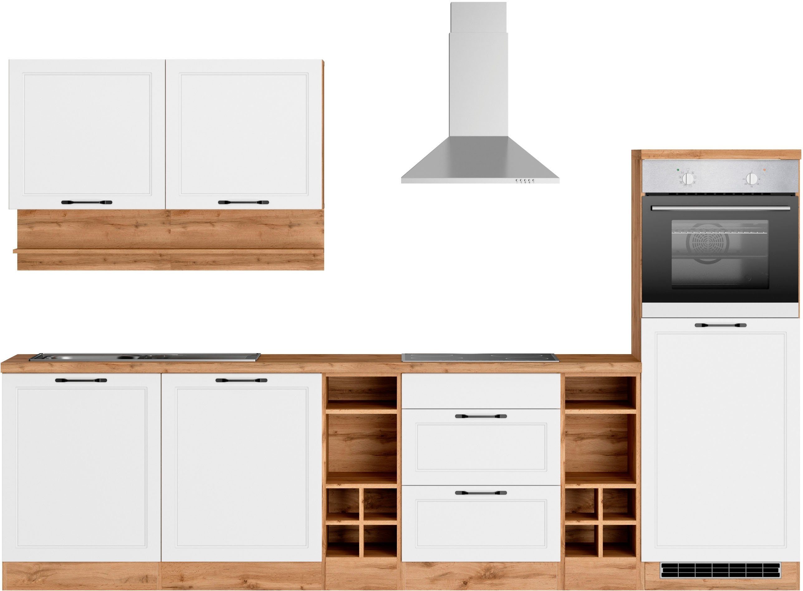 Küche breit, Lana, in mit cm oder modernen Hochwertig MÖBEL wahlweise HELD Landhausstil 300 MDF-Fronten E-Geräte, ohne