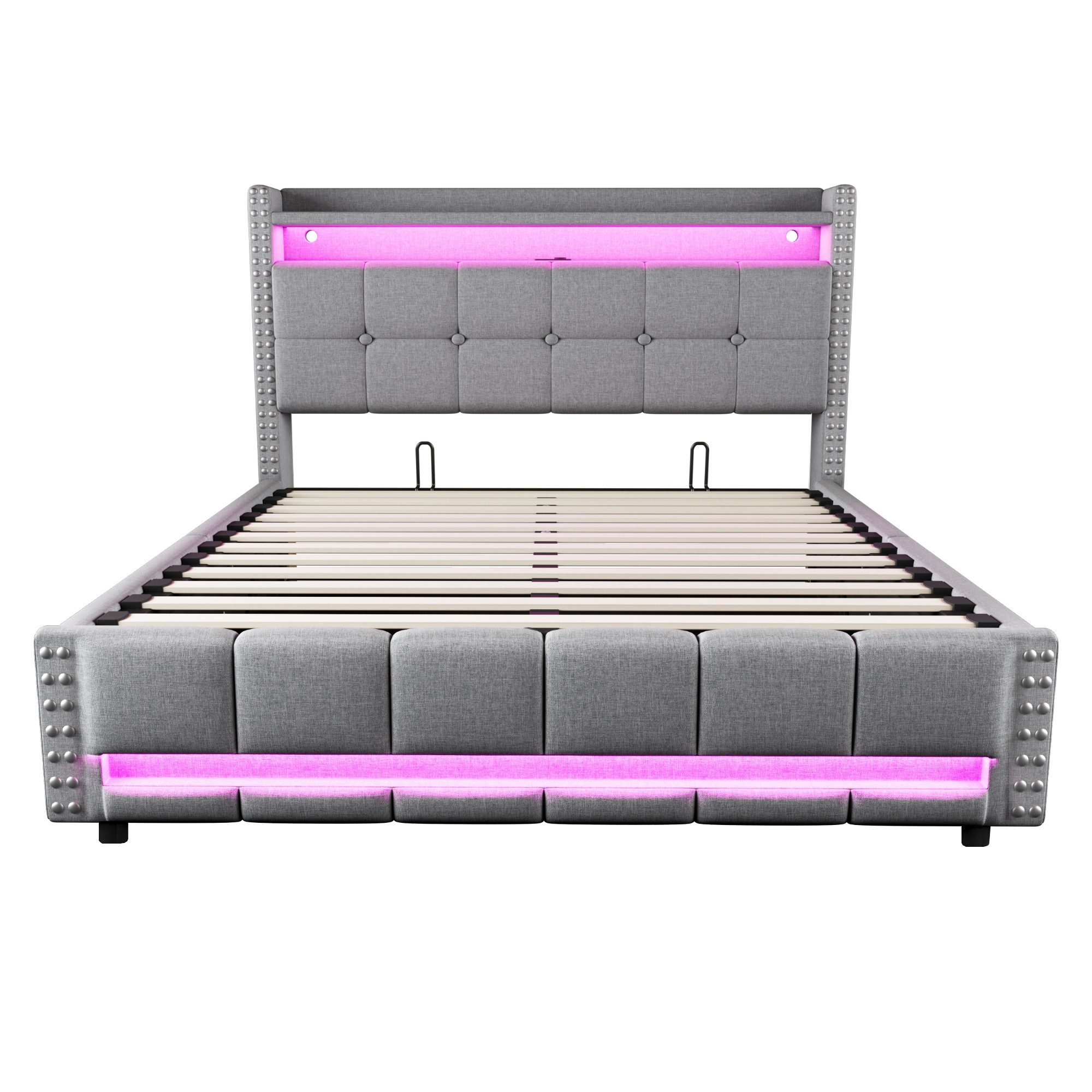 HAUSS SPOLE Polsterbett 160x200cm mit LED-Beleuchtung und USB-Steckdose, Le günstig online kaufen