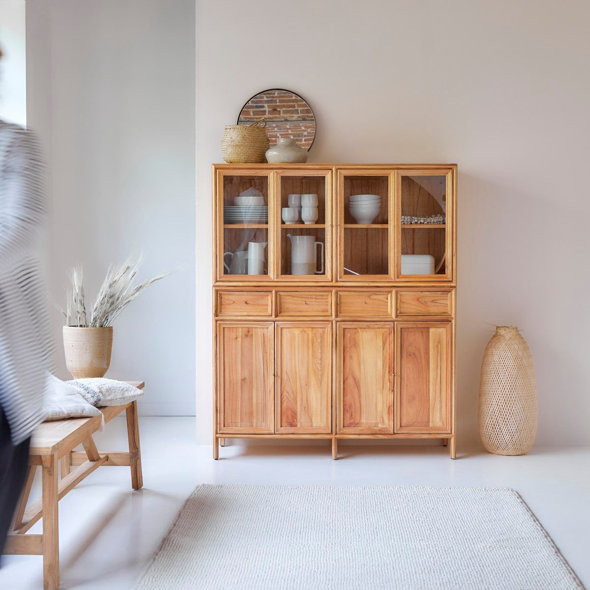 Tikamoon Buffet Geschirrschrank aus Mindiholz Buffet und Vitrine 120 cm Massivholz Tik