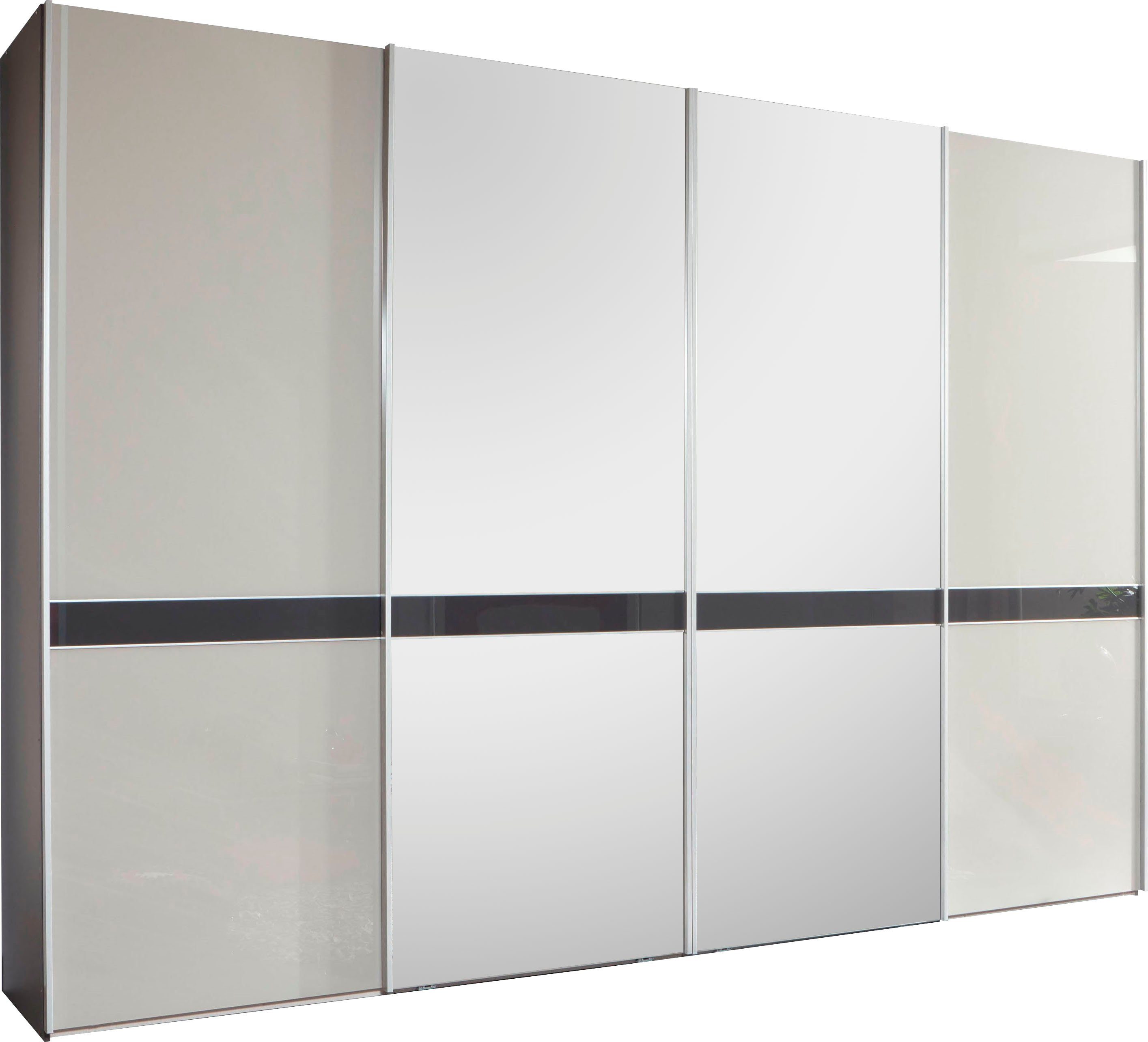 WIEMANN Schwebetürenschrank Rialto hochwertige Glas- und Spiegelfront mit Querriegel