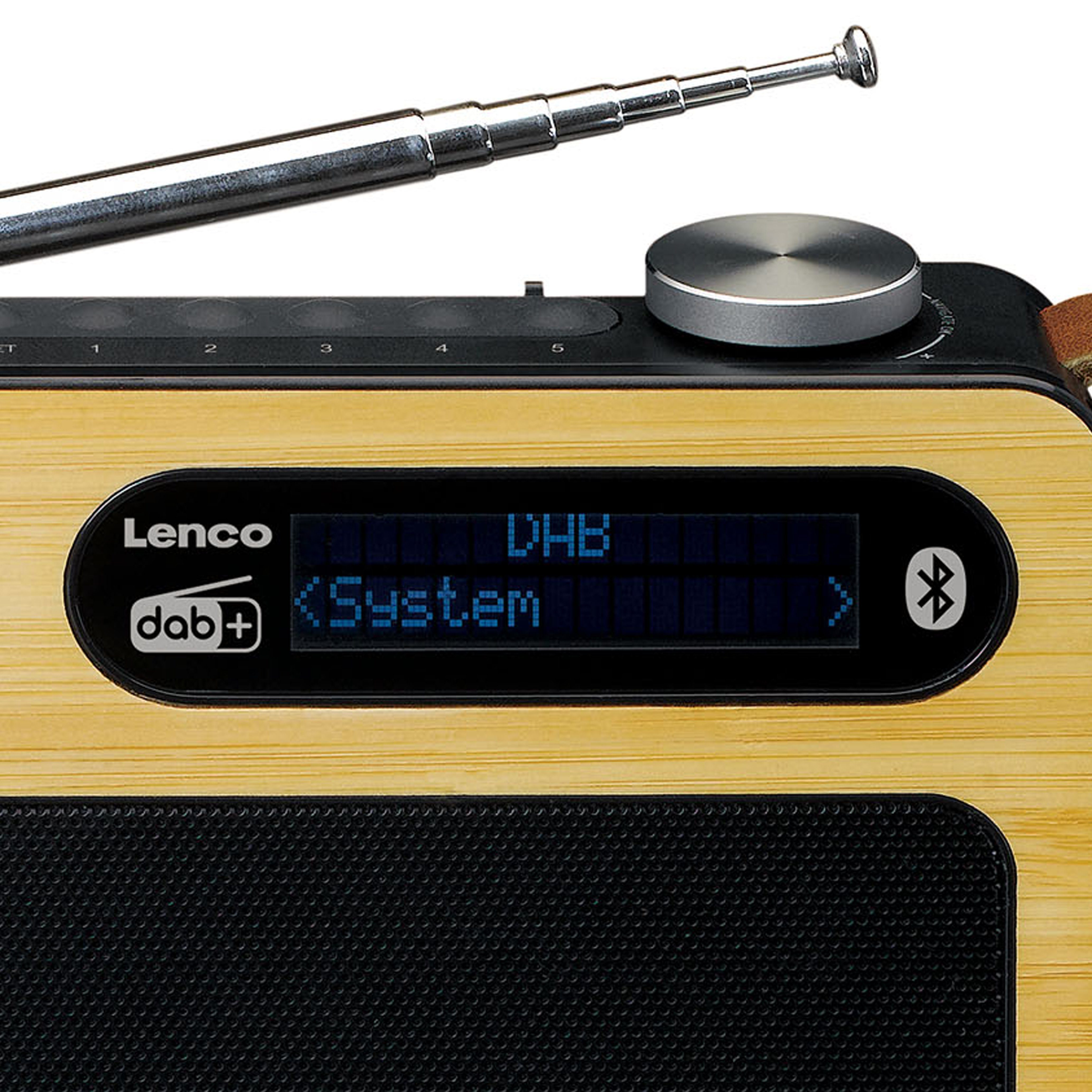 Lenco PDR-040BAMBOOBK Digitalradio (DAB) (DAB+,FM, 3 W, Bluetooth 5.0 und 12-16 Stunden Akkulaufzeit in Schwarz-Bambus Design)