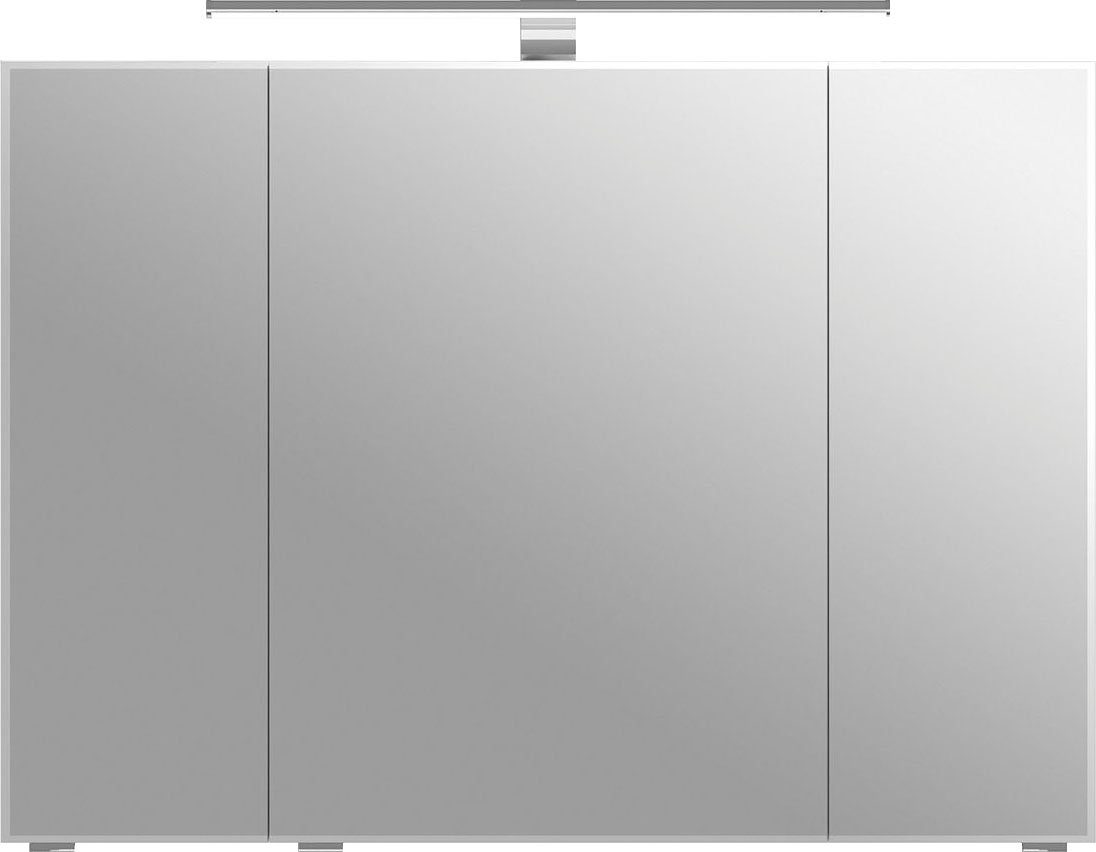 Saphir Spiegelschrank 6005 Sprint Badschrank, 3 Spiegeltüren, 6 Einlegeböden, 98 cm breit inkl. LED-Beleuchtung, Türdämpfer, Schalter-/Steckdosenkombination