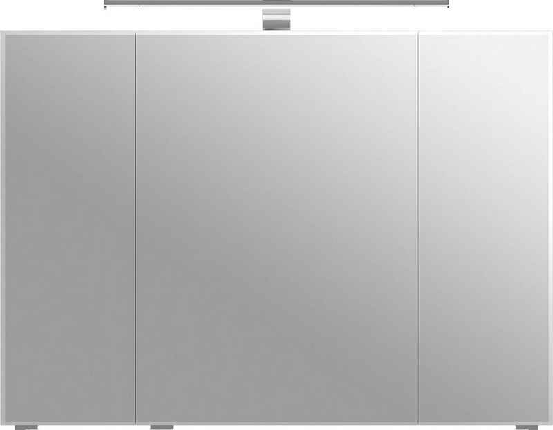 Saphir Spiegelschrank 6005 Sprint Badschrank, 3 Spiegeltüren, 6 Einlegeböden, 98 cm breit inkl. LED-Beleuchtung, Türdämpfer, Schalter-/Steckdosenkombination
