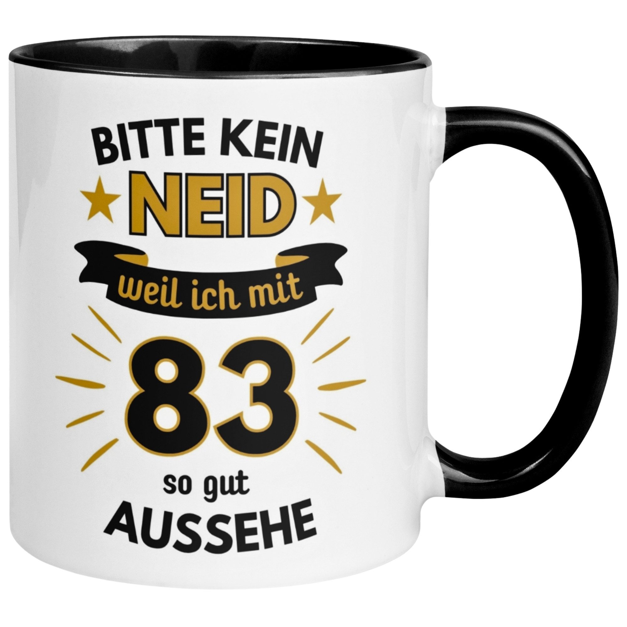 Momentals Tasse Geburtstag Geschenk Mann 83 – „Bitte kein Neid“ – Geburtstagsgeschenk, Gratis Versand · Links-&Rechtshänder · Spülmaschinenfest