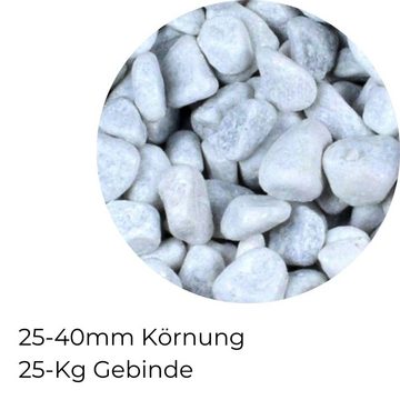 GarPet Kieselsteine Marmorkies weiß 40-60 mm 25 Kg