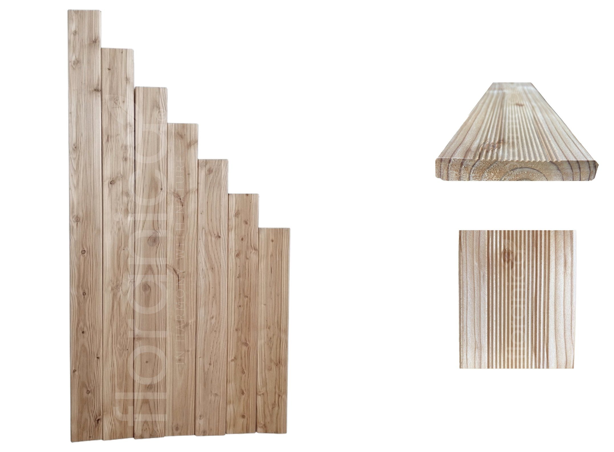 Floranica Bodenfliese, Holz 60x9, Unbehandelt, Lärchenbrett Holzlatten Konstruktionsholz 5 Stück Länge 60 cm