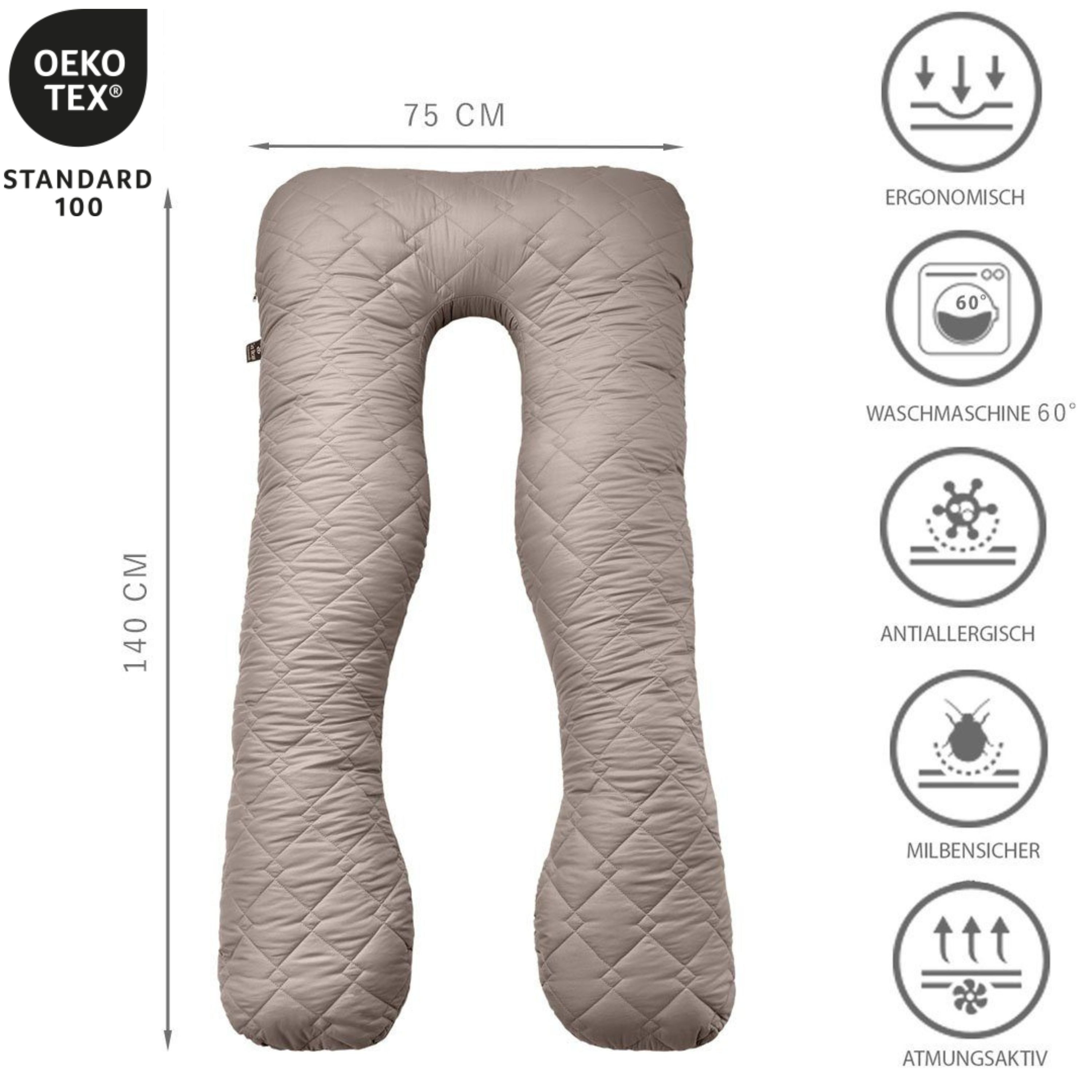 SEI Design Seitenschläferkissen Bodypillow - Körperkissen taupe, Seitenschl günstig online kaufen
