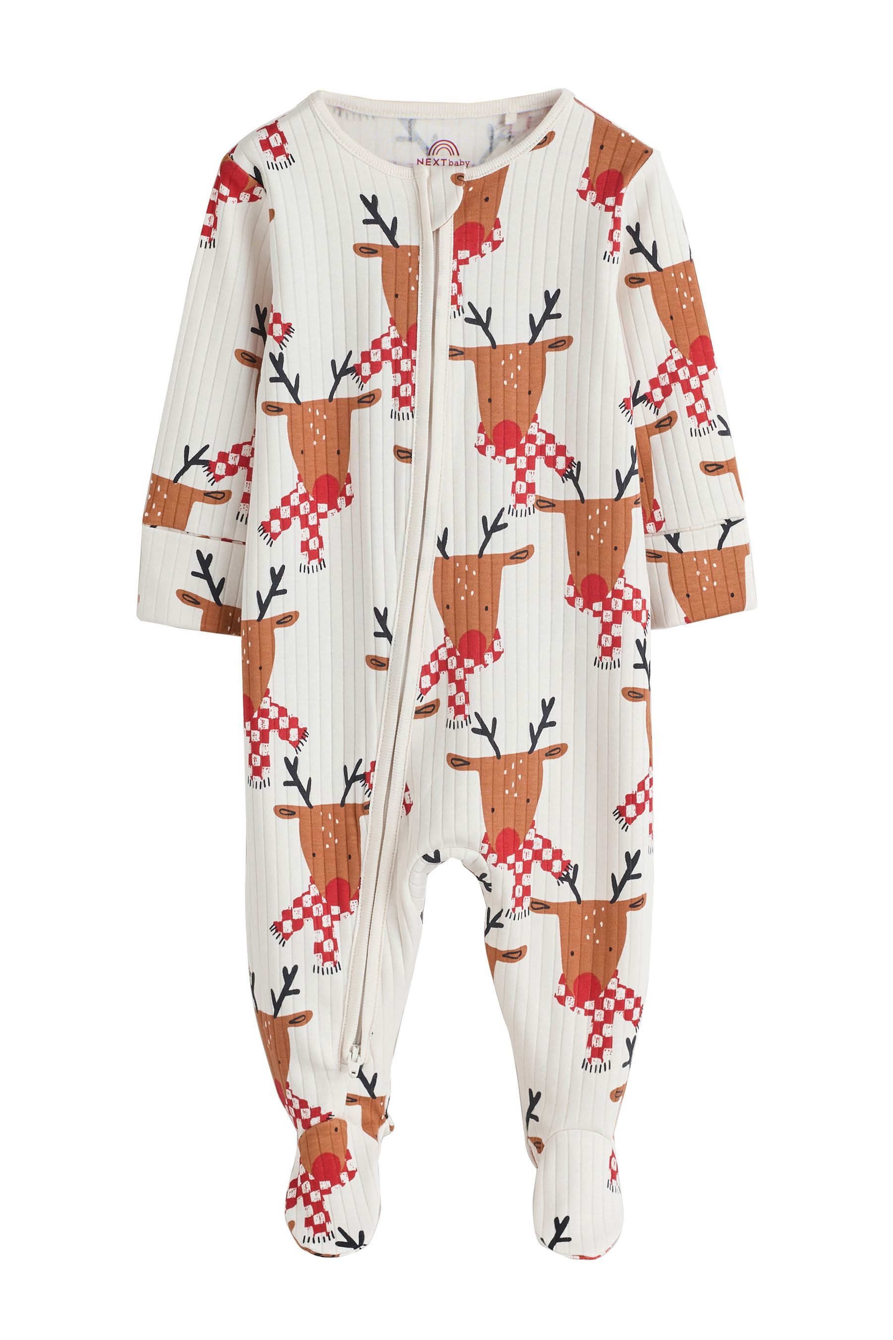 Schlafoverall Baby-Weihnachtsschlafanzug mit Rentiermotiv