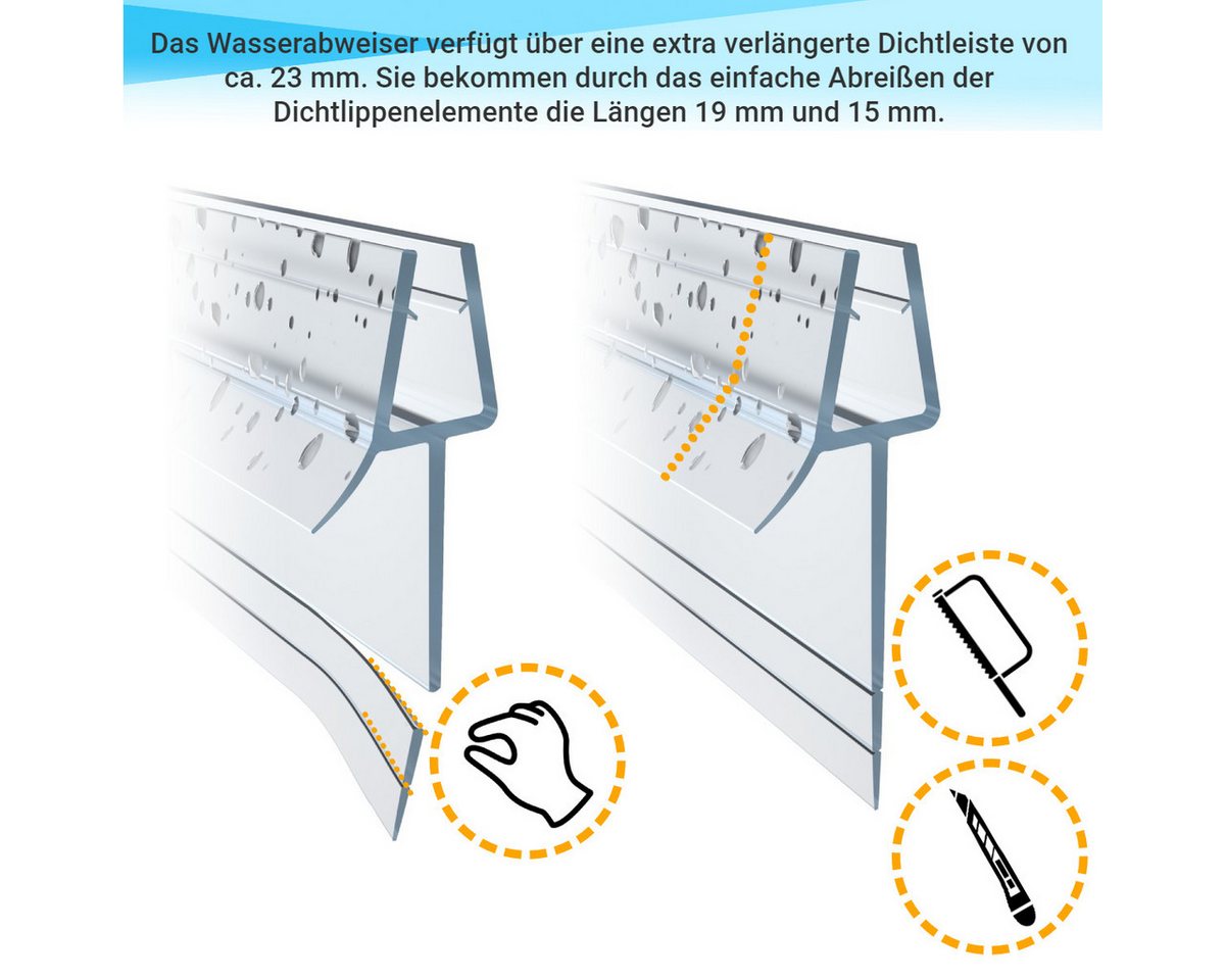 Thumbnail - WITEN&NOCK Duschdichtung 2er Set Duschdichtungen mit extra verlängerter Lippe Ersatzdichtung, L: 50 cm, L: 50 - 200 cm, ...
