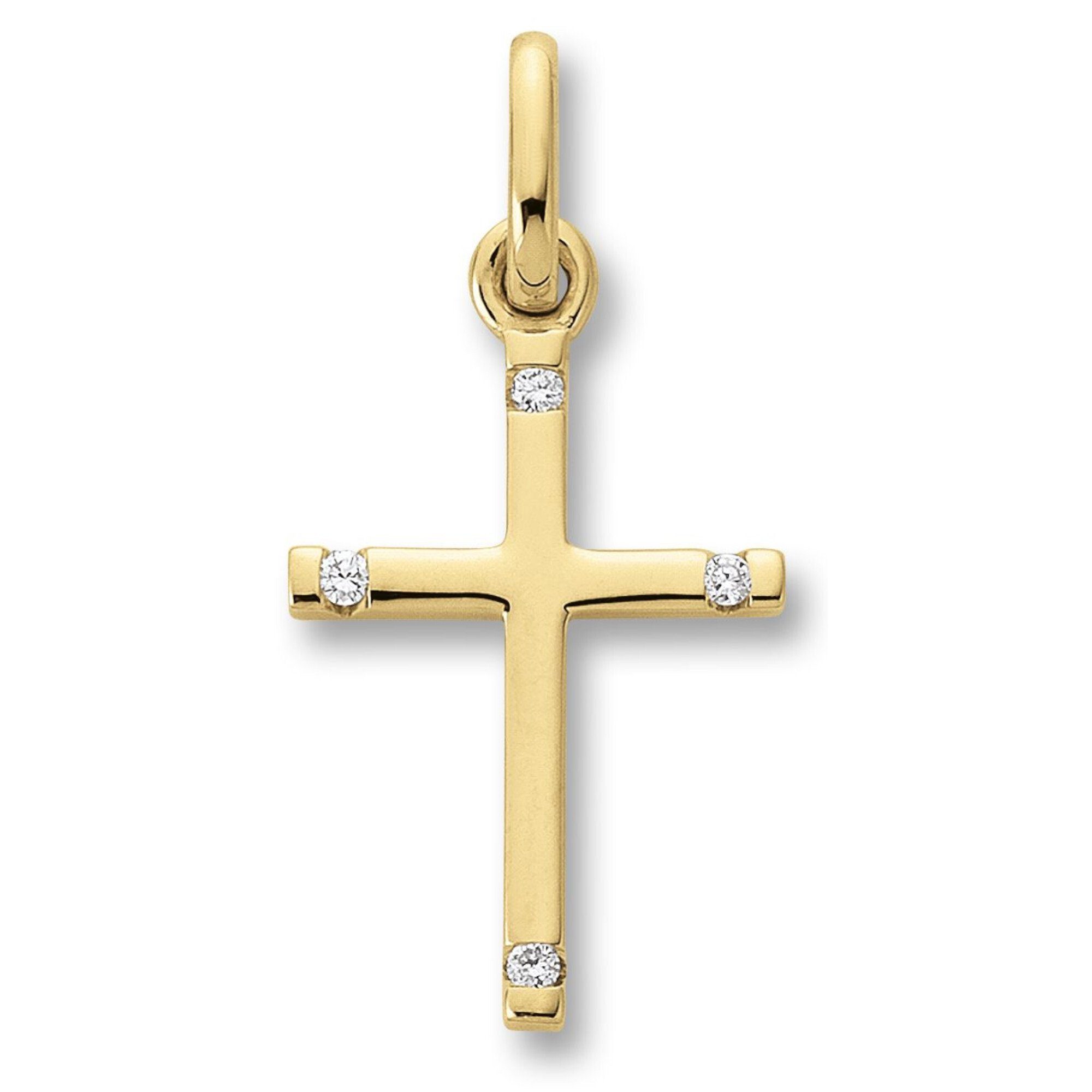 Kettenanhänger 0.02 ct Diamant Brillant Anhänger aus 585 Gelbgold
