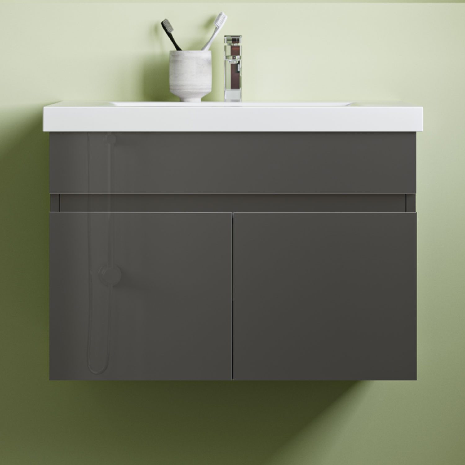 Aica Sanitär Waschtisch Waschtisch Unterschrank Waschbecken MDF UV-geölt Badmöbel Set