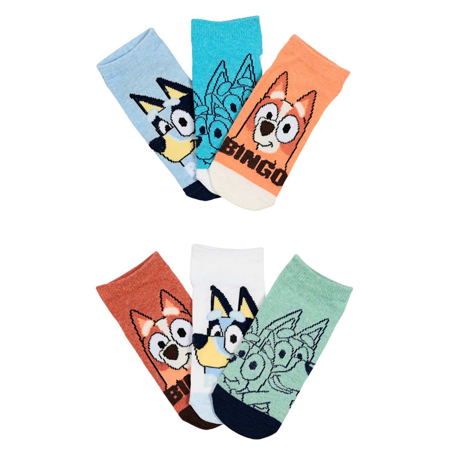 Bluey Sneakersocken Bingo Kinder Sneaker Socken 6er Pack (6-Paar)