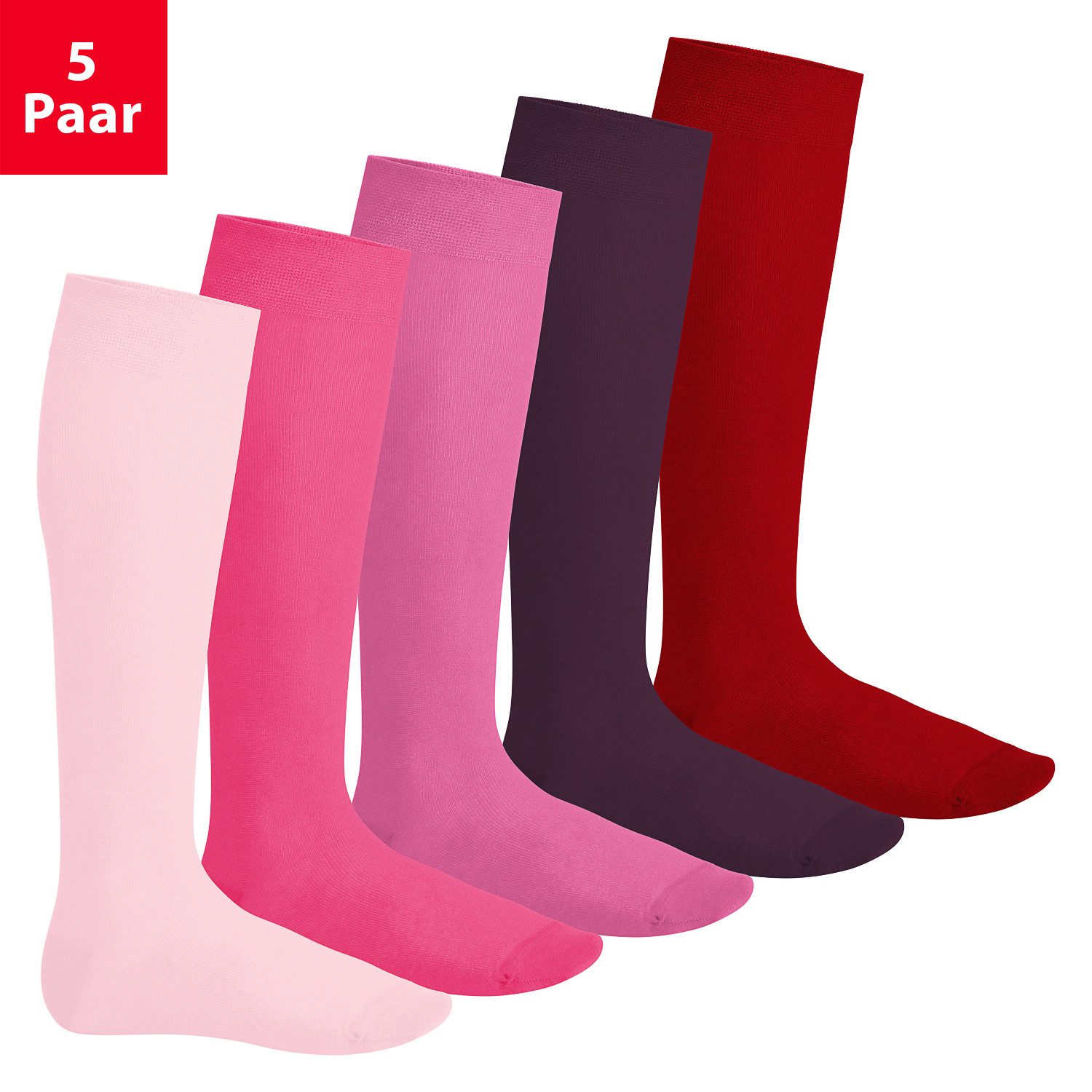 Footstar Langsocken EVERYDAY! 5 PAAR Damen & Herren Kniestrümpfe Lange Socken kniehoch