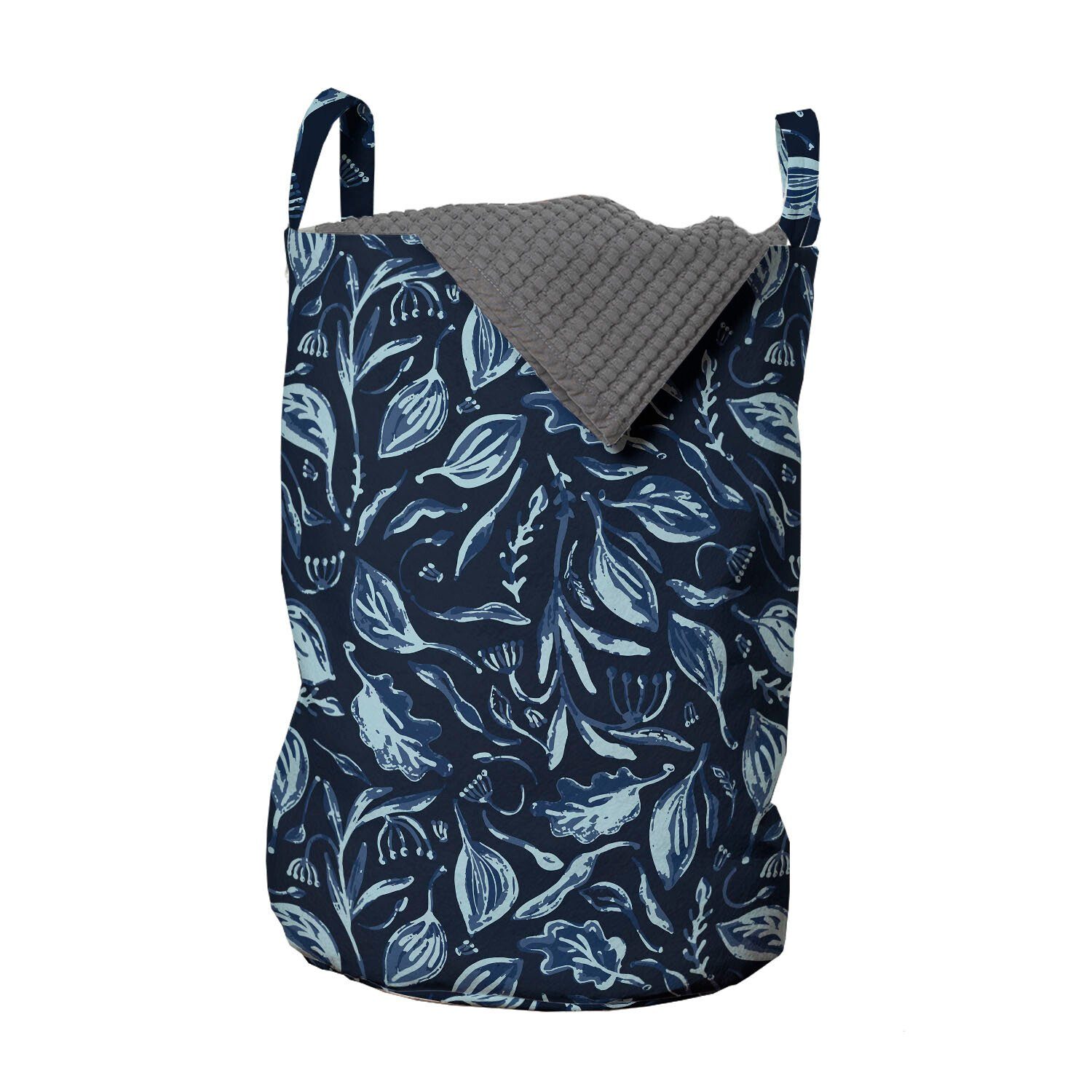 Abakuhaus Wäschesäckchen Wäschekorb mit Griffen Kordelzugverschluss für Waschsalons, Botanisch Aquarell Blätter- Motiv | Wäschesäcke