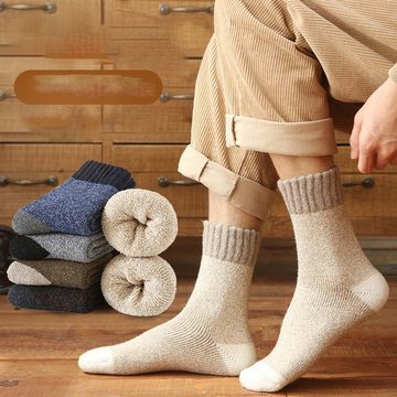 KIKI ABS-Socken Herren, 5 Paar Dicke Winter Warme Socken, Atmungsaktives Wollsocken