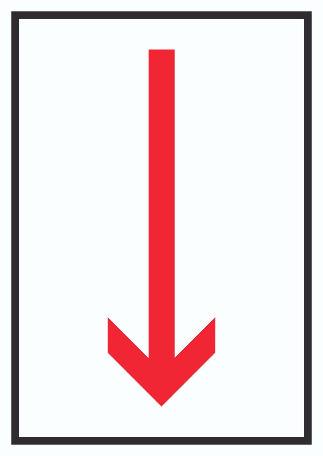 Hinweisschild Richtungspfeil runter Schild hochkant rot weiss schwarz Pfeil