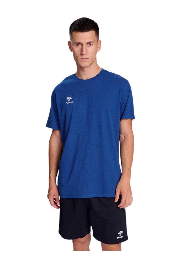 T-Shirt hmlGO 2.0 (Bio-Baumwolle, klassisch Design) Kurzarm royalblau Herren