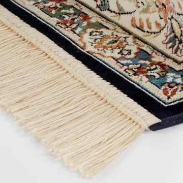 Teppich Orientalischer Samt Teppich Fransen Antik NaIn-Dunkelblau Grün, NOURISTAN, rechteckig, Höhe: 5 mm