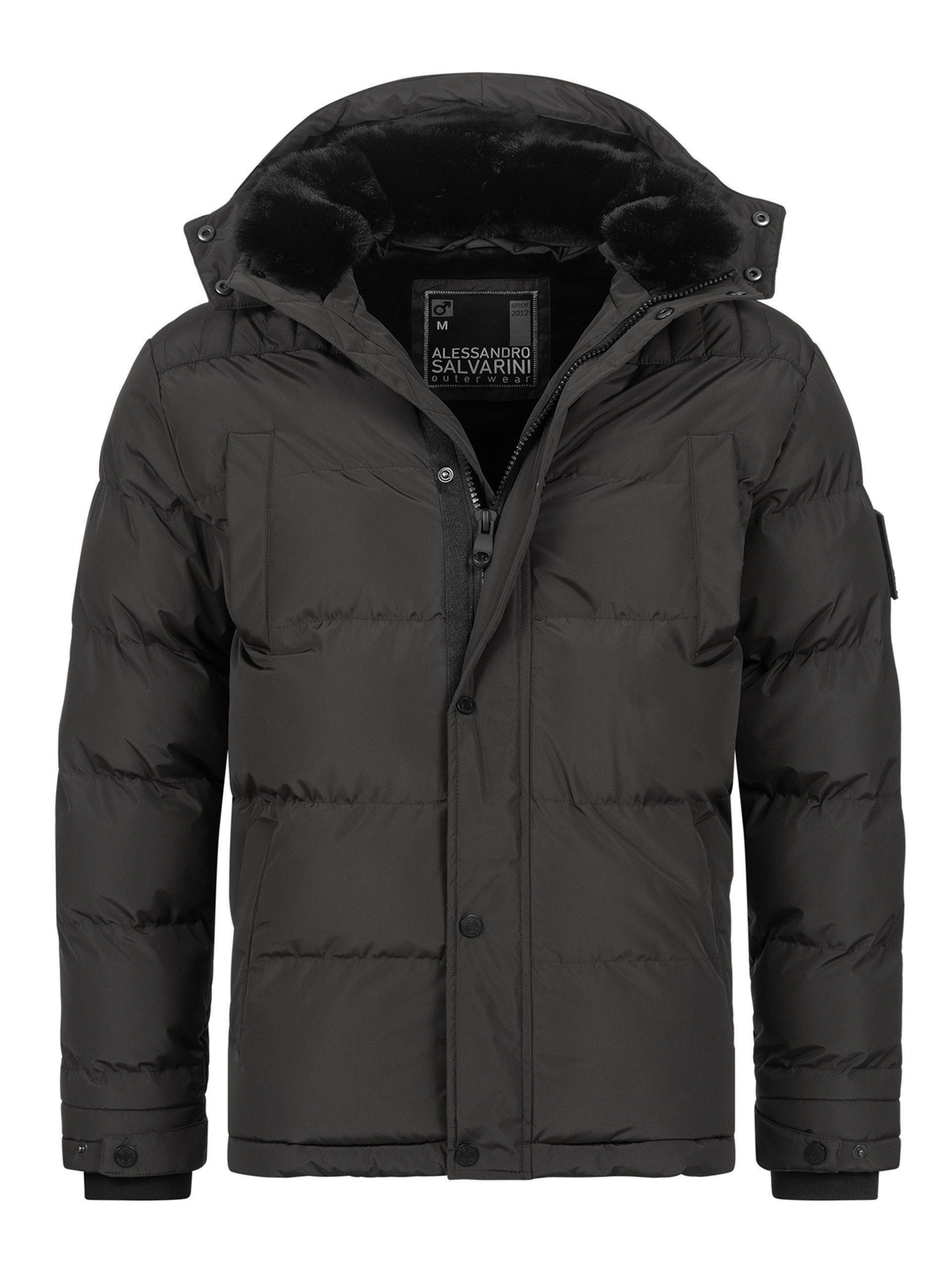 Alessandro Salvarini Winterjacke ASEzkimo mit warmen Teddyfell Dunkelgrau