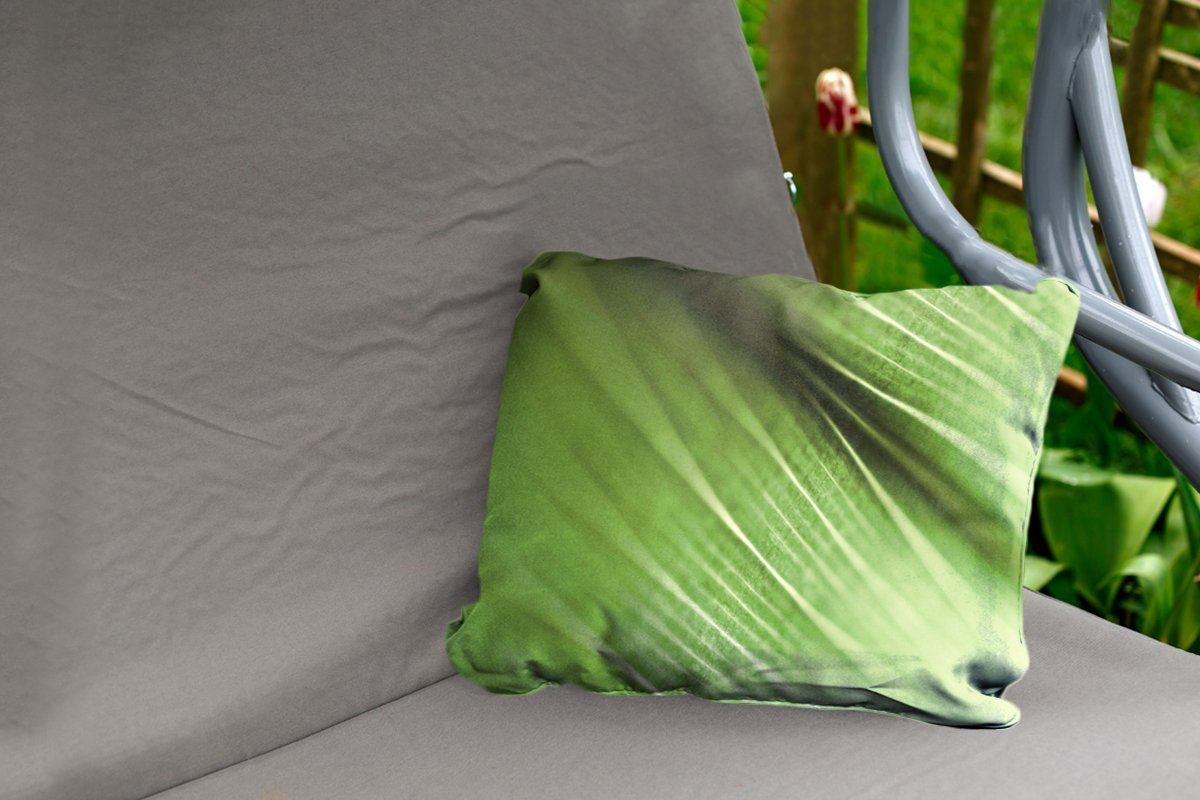 Makroaufnahme Polyester, Dekokissen Outdoor-Dekorationskissen, eines MuchoWow botanischen Kissenhülle grünen Dekokissenbezug, Blattes,