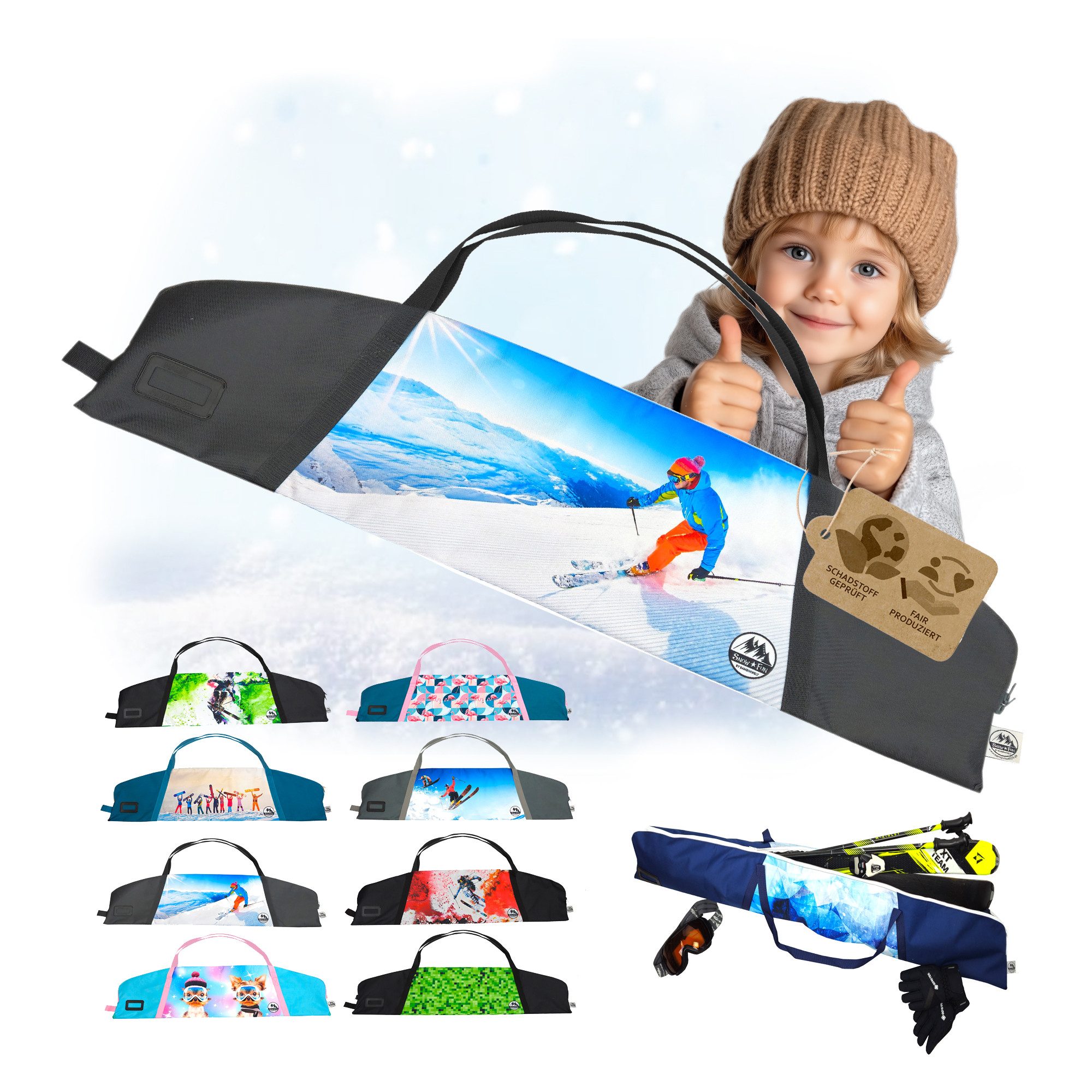 Skitasche Skitasche für Kinder Skisack für Ski und Skistöcke Skibag Skicover
