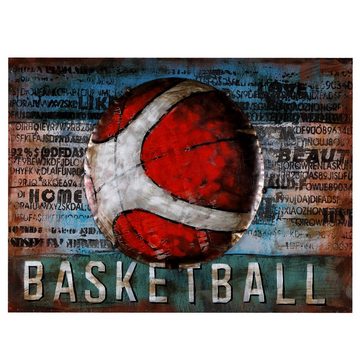 Home4Living Metallbild Wandbild Unikat Relief 80x60cm 3D handmade, Basketball, handgefertigt