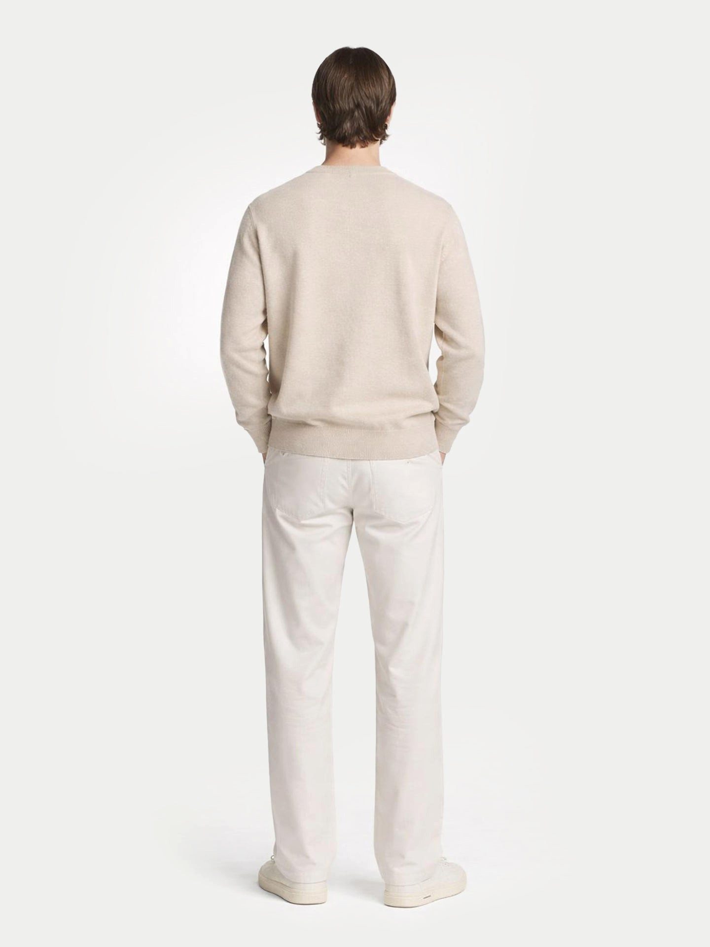 GOBI Cashmere Rundhalspullover Naturfarbe Basic Kaschmirpullover mit R-Ausschnitt