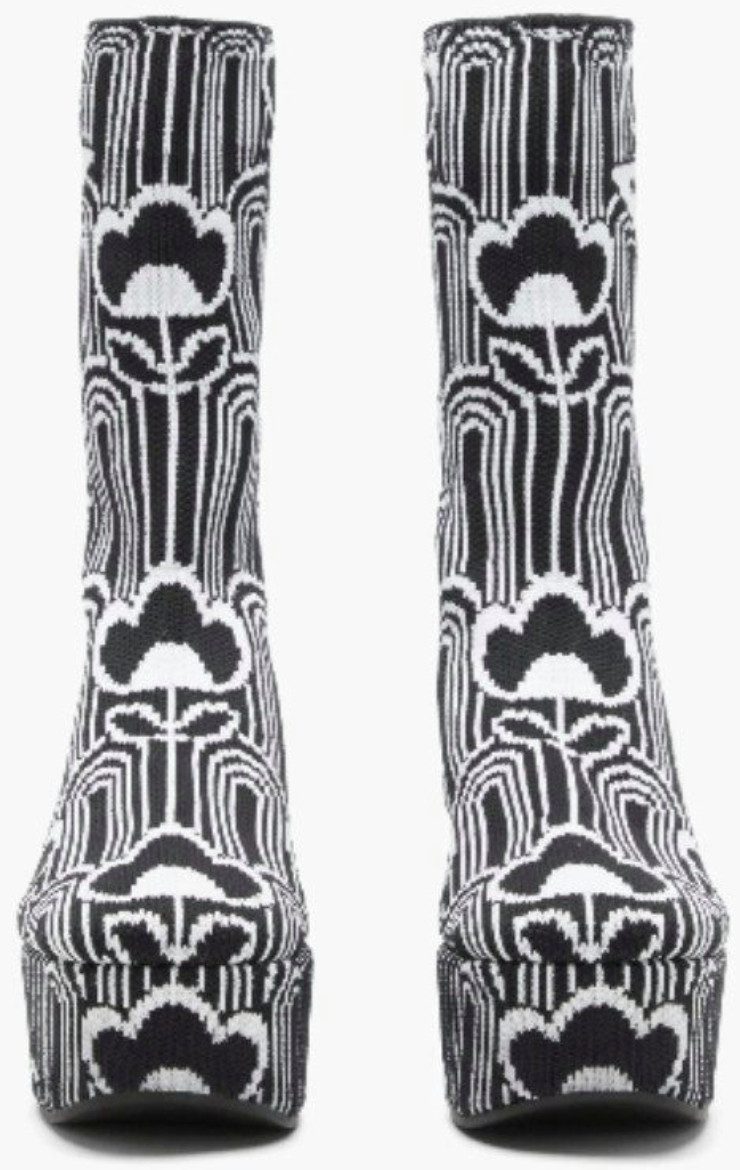 PRADA Stiefel Platform Socken Boots Jacquard Floral Plateaustiefel