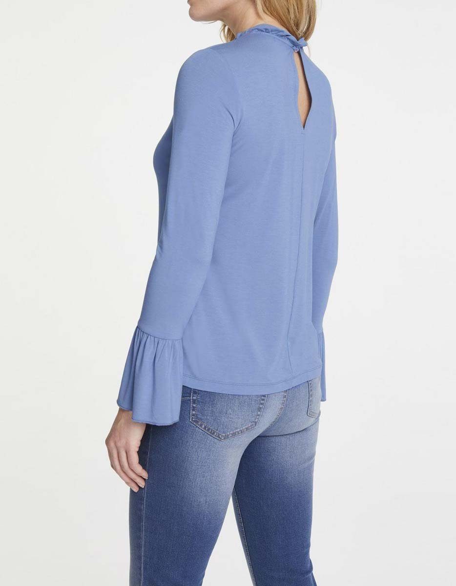 bleu TESINI m. Volants, LINEA T-Shirt heine Damen Designer-Jerseyshirt