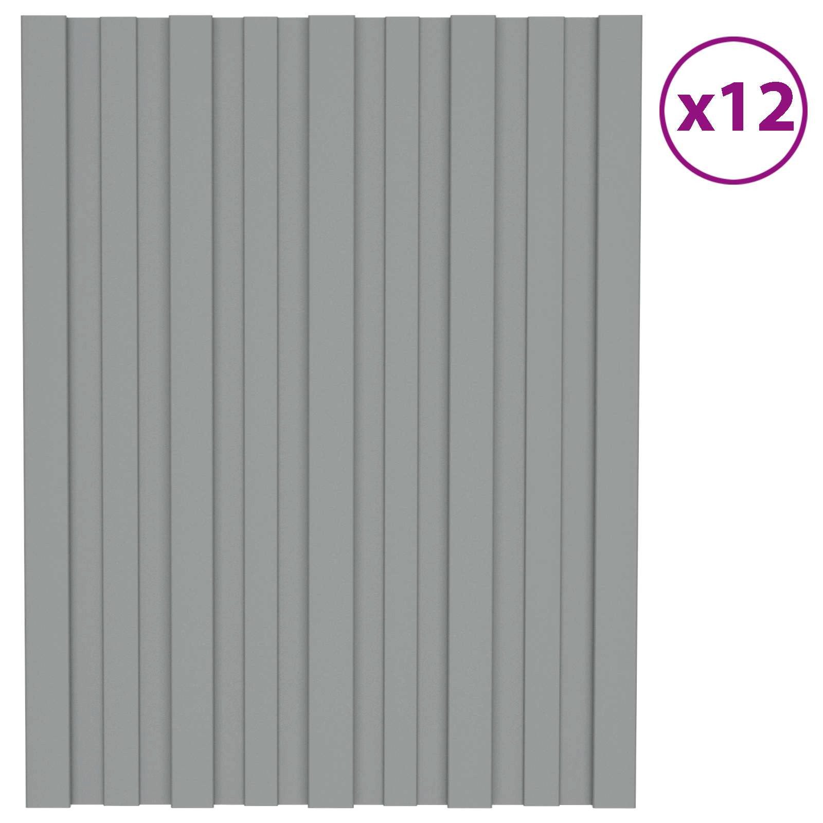 vidaXL Terrassendach Dachpaneel 12 Stk. Grau 60 x 45 cm Verzinkter Stahl, (12-St)