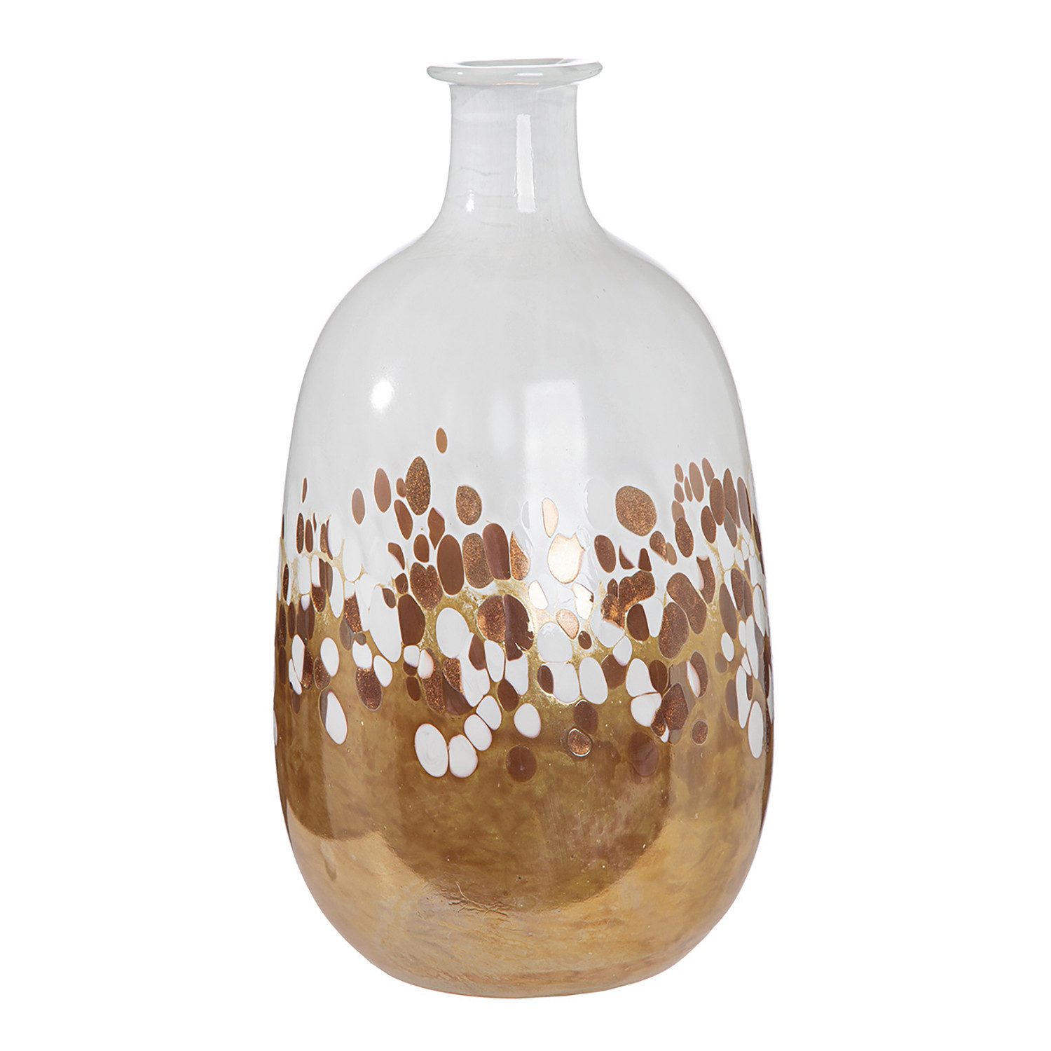 GILDE Dekovase VESUVIO Vase - weiß - Glas - Höhe 33cm - bauchige Blumenvase (1x Vase, Blumenbehälter - Blumengefäß), Blumenvase - Vasen - Tischdeko - Deko