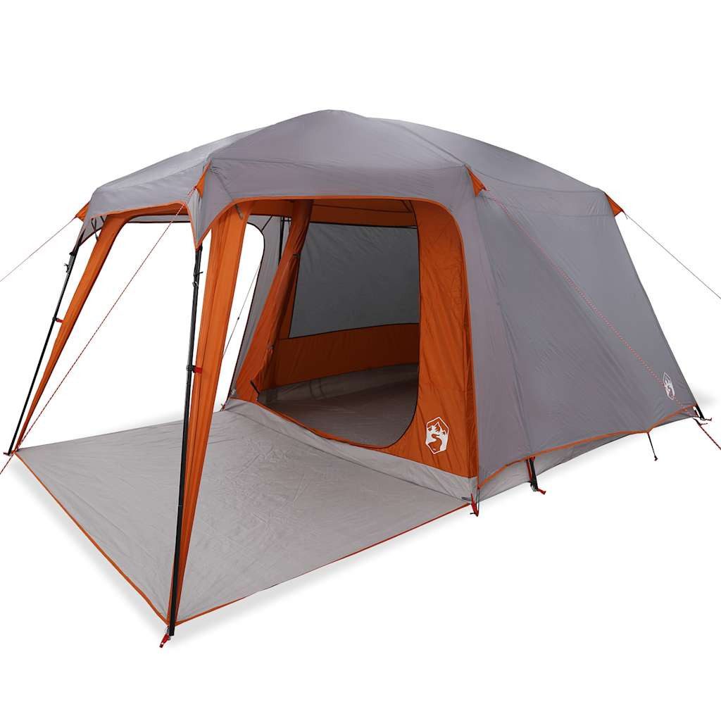 Vorzelt Campingzelt mit Vorzelt 5 Personen Grau und Orange Wasserdicht