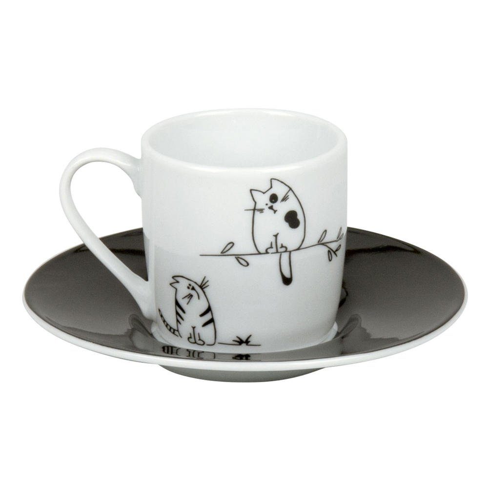 Könitz Espressotasse Funny Cats mit Untertasse 85 ml, Porzellan