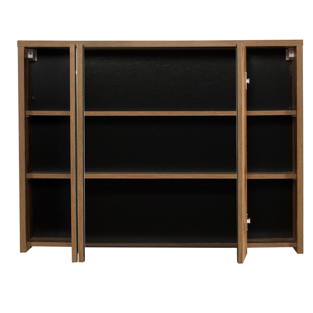 Lomadox Spiegelschrank HARLOW-56 Badezimmer- mit Beleuchtung 100 cm breit Eiche Dekor, 100/75-80/16