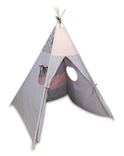 ULLENBOOM ® Spielzelt Tipi-Zelt für Kinder Rosa Grau, Indoor & Outdoor geeignet Spielzelt für das Kinderzimmer, In vielen Designs