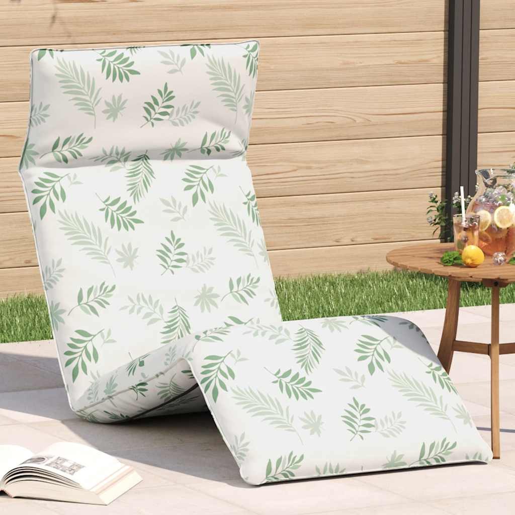 vidaXL Gartenliege Sonnenliege Klappbar Blattmuster 175x54x8,5 cm Oxford-Gewebe, 1 St.
