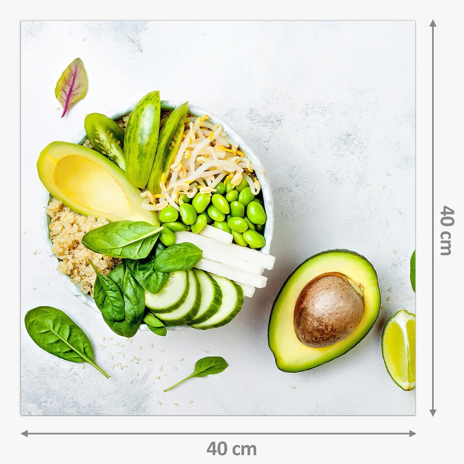 Spritzschutz Küchenrückwand Salat Motiv Avocado Glas mit Primedeco mit Küchenrückwand