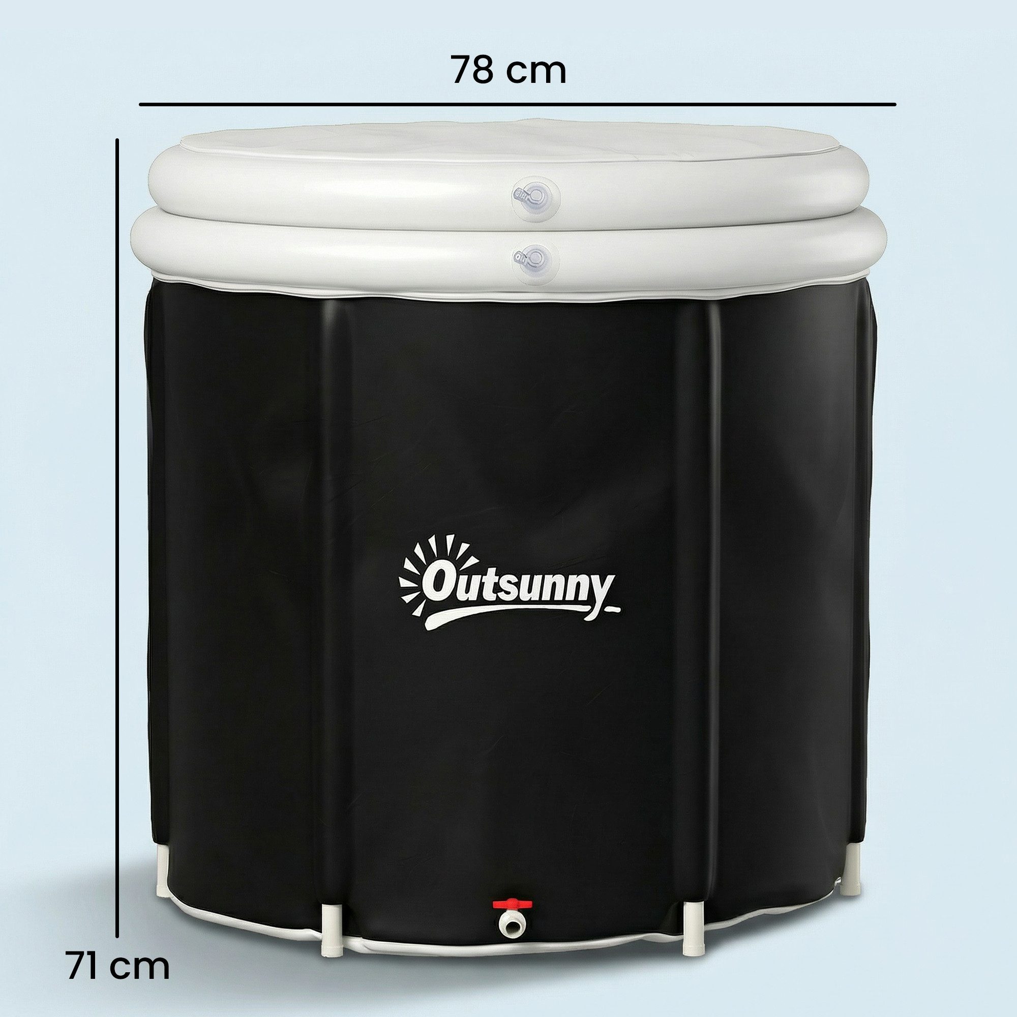Outsunny Rundpool 280L Eisbad mit 3 Isolierschichten Abdeckung (aufblasbare Eistonne, 1-tlg., Ø78 cm Faltbare Eisbadewanne), für Sportler Anfänger Schwarz