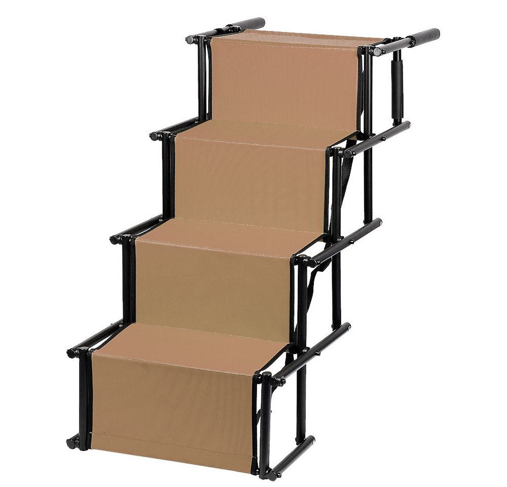 JEOBEST Hunderampe Tiertreppe 4 Stufen Einstiegshilfe für Auto, Bett, Sofa, (Stück, 1-St., Klappbar Rampe) Höhenverstellbar, Leicht zu Reinigen