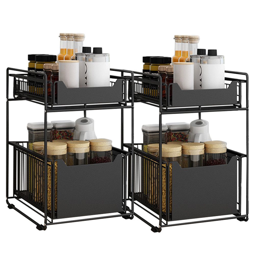 JEOBEST Küchenregal Schiebeschrank, ausziehbarer Korb, Gewürzregal, (2er Se günstig online kaufen