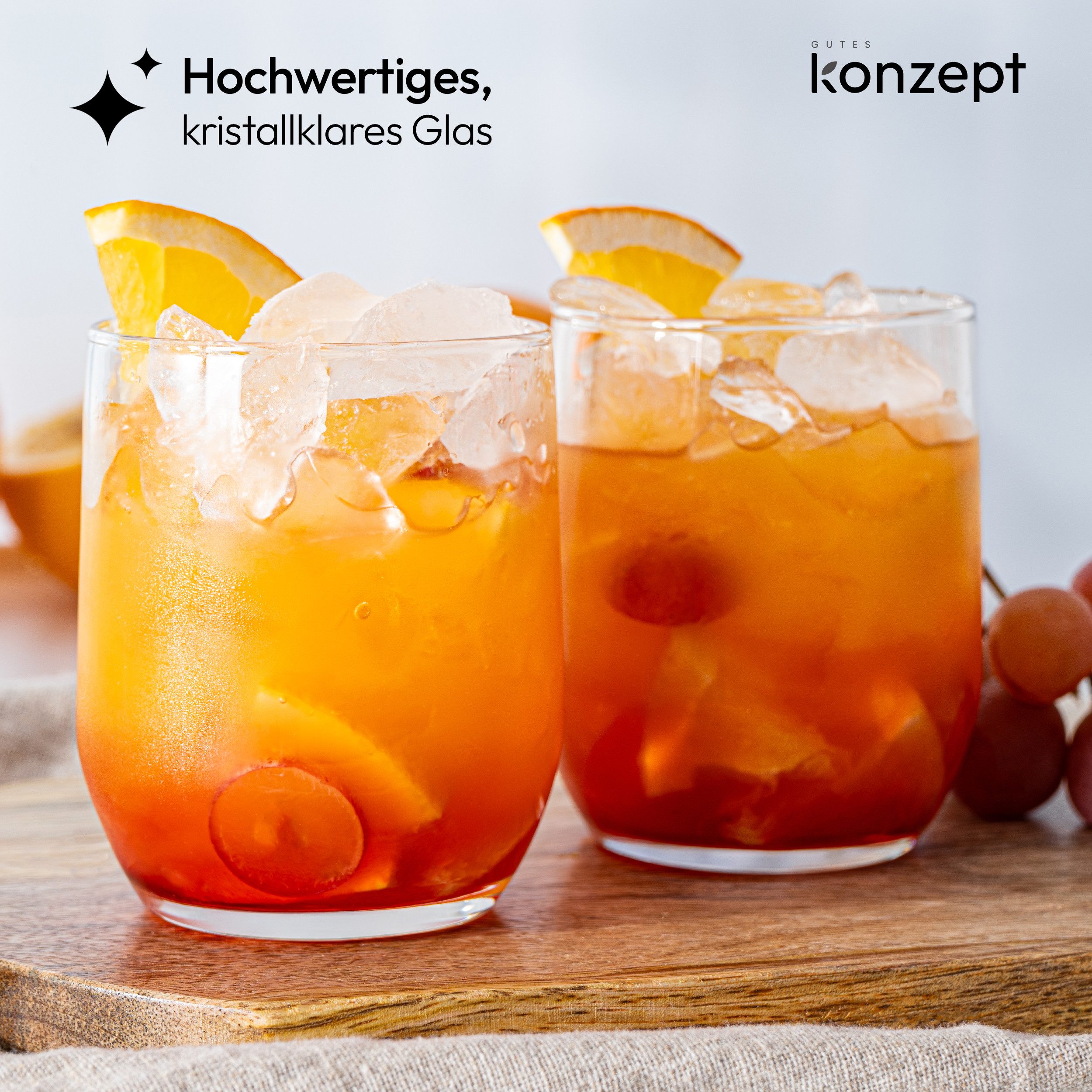 KONZEPT Gläser-Set Trinkgläser Set 6/12-teilig, Transparente 300ml, 12-tlg., Wassergläser Set, Ideal für Saft, Cocktails, Eiskaffee – Bild 4 von 5