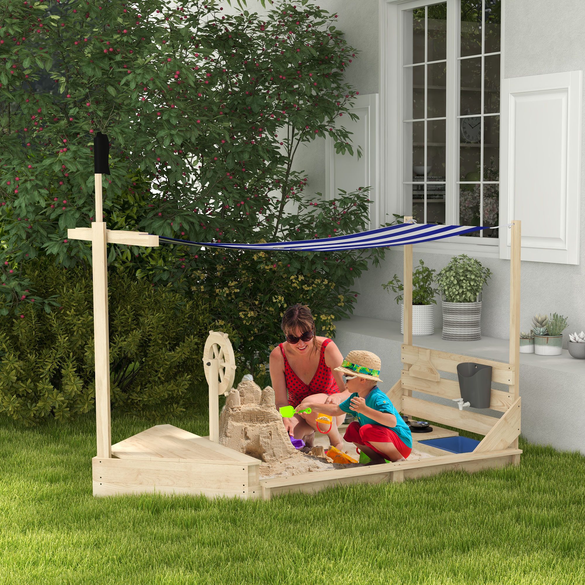 Outsunny Sandkasten Sandkiste groß mit Abdeckung günstig online kaufen