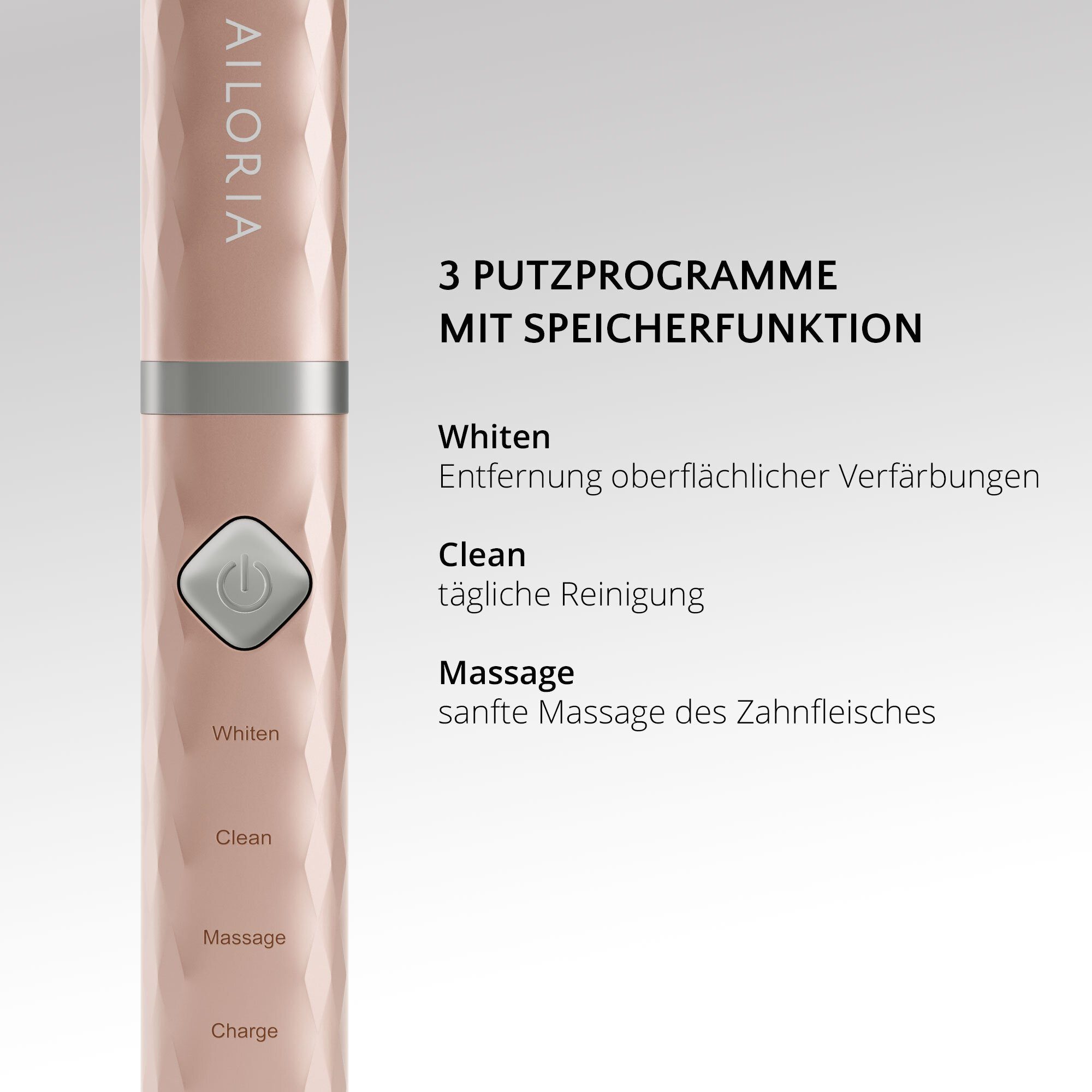 AILORIA Schallzahnbürste FLASH TRAVEL USB-Schallzahnbürste, Aufsteckbürsten: 2 St., 3 Putzmodi