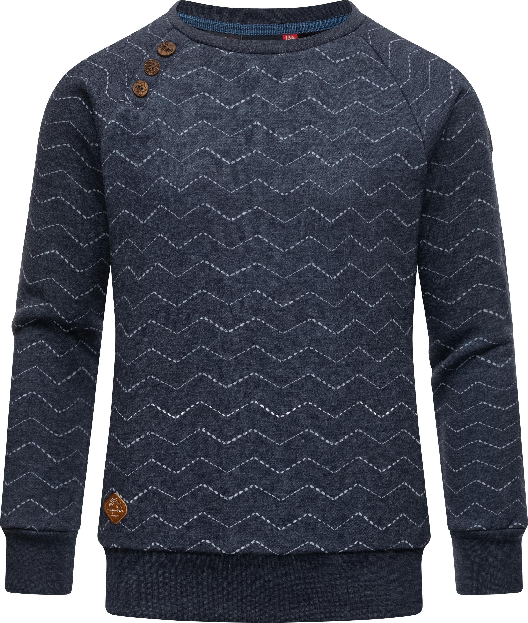 Ragwear Sweater Darinka stylisches Zig navy Mädchen mit Zag Sweatshirt Zick-Zack-Muster