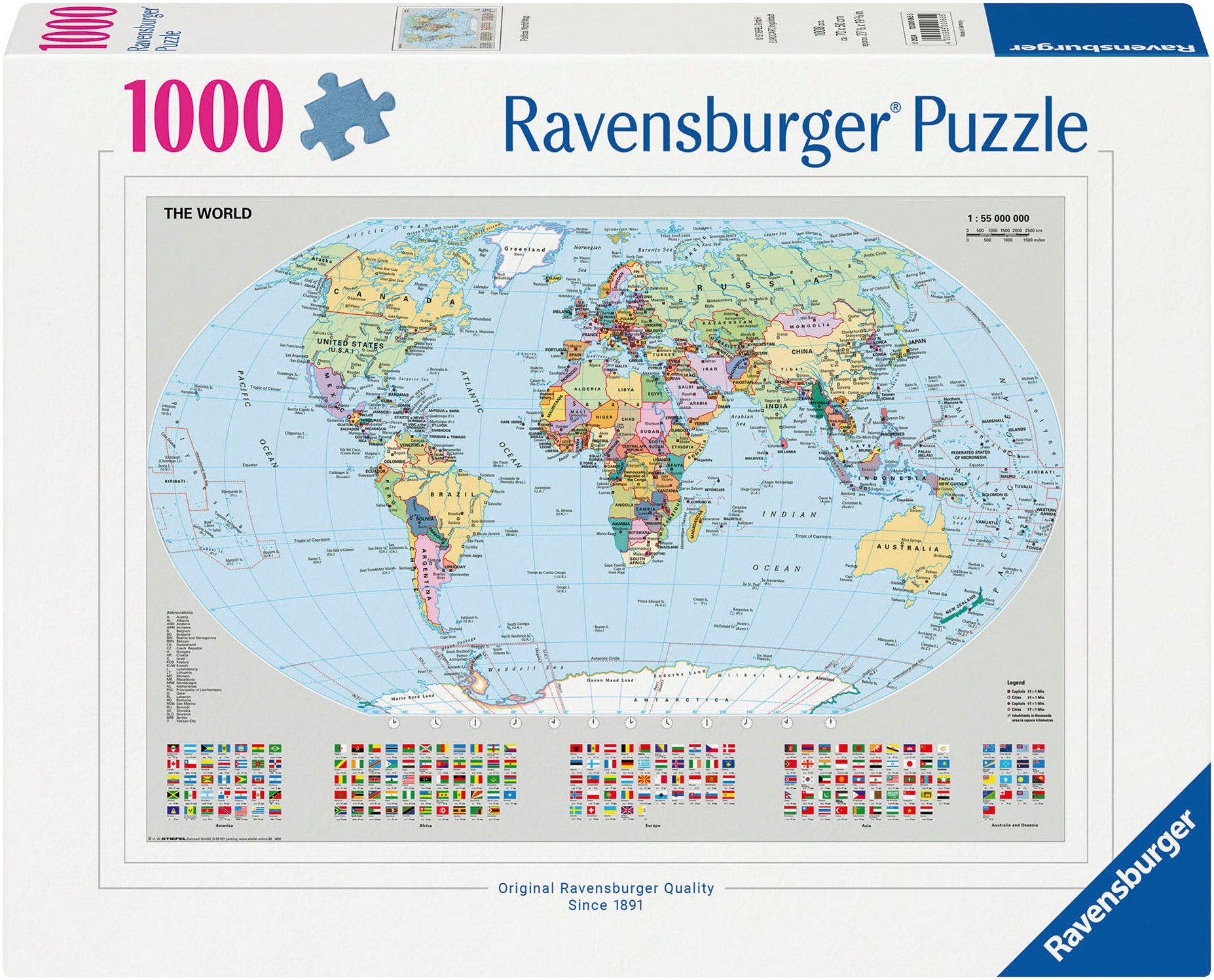 Ravensburger Puzzle Politische Weltkarte, 1000 Puzzleteile, Made in Germany günstig online kaufen